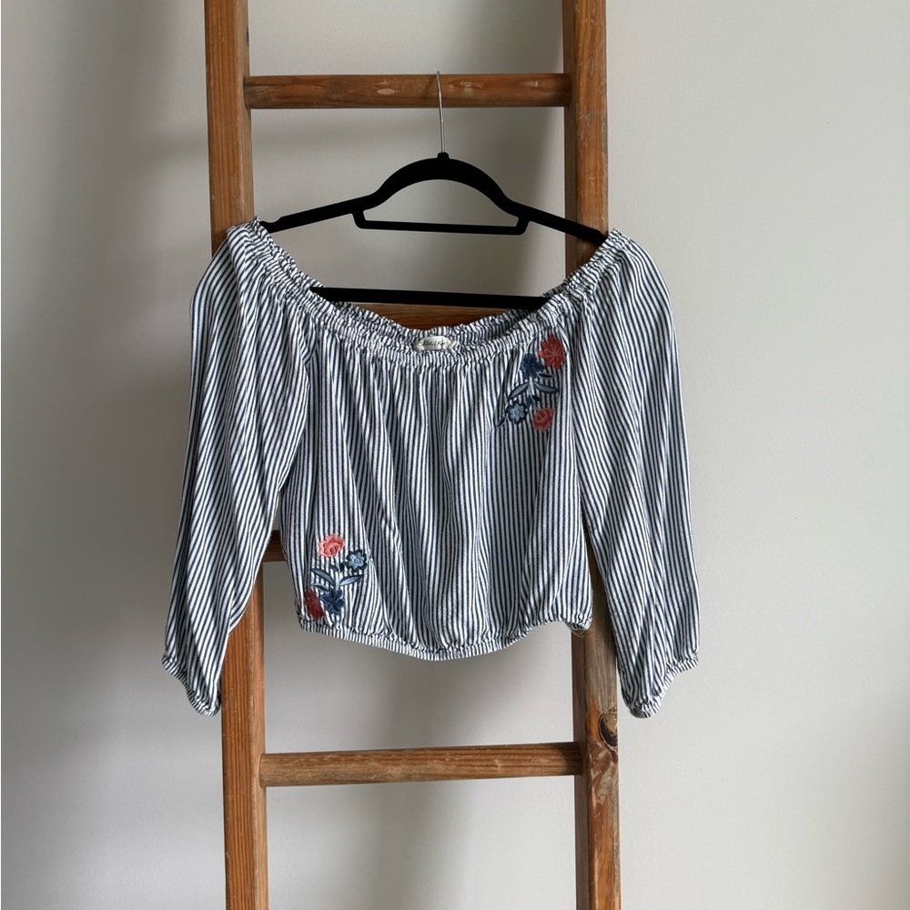 Chloé & Katie Embroidered Striped Top – Size M